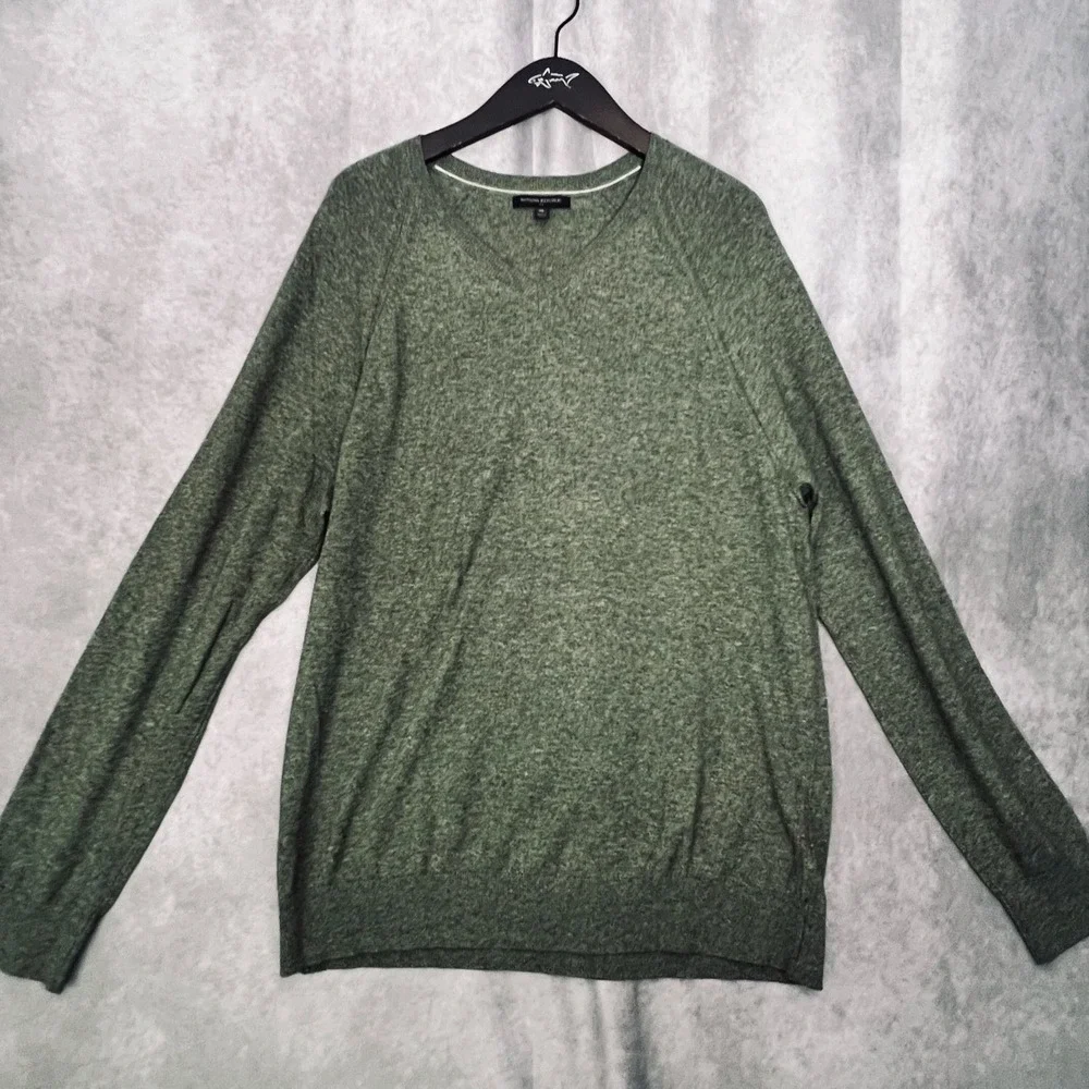 Banana Republic Mens XL Green‎ V-Neck Luxury Blend Pullover Sweater